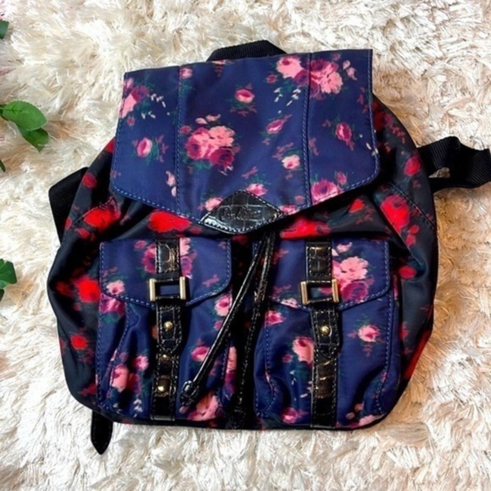Sam Edelman floral printed backpack black and red - Picture 2 of 9